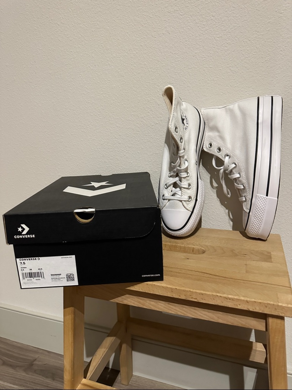 Converse White High-Top Platform Chuck Taylor Sneakers